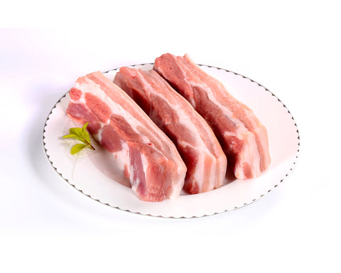 Pork - Belly  r/on Sliced 70x40x3mm (5kg Bagged)